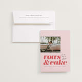 "vows and cake" - Save the Dates in Coral by Laura Hamm - Save the Date with Envelope