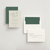 "Beautifully Scripted" - Save the Dates in Evergreen by Hooray Creative - Assembled