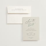 "Beautifully Scripted" - Save the Dates in Evergreen by Hooray Creative - Save the Date with Envelope