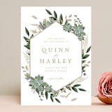 "Succulent Surround" - Save the Dates in Powder by Susan Moyal - Front