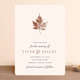 "Leaf Print" - Save the Dates in Mocha by Katharine Watson - Front