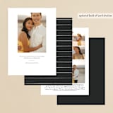 "Love and Laughs" - Save the Dates in Titanium by Corinne Malesic - Back of Card Options