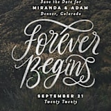 "Forever Begins" - Save the Dates in Chalk by Pink House Press - Detail