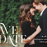 "Stacked Serif" - Save the Dates in Cream by Lauren Chism - Detail