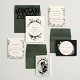 "Natures Greens" - Save the Dates in Ivory by Susan Moyal - Matching Invitation Suite