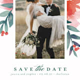 "Blooms + Berries" - Save the Dates in Guava by Lori Wemple - Detail