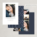 "Modern Passport" - Save the Dates in Navy by Robert and Stella - Back of Card Options