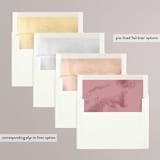 "Classic Touch" - Save the Dates in Pearl by Oscar and Emma - Karly Depew - Envelope Liner Options