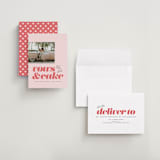 "vows and cake" - Save the Dates in Coral by Laura Hamm - Assembled