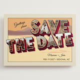 "A Retro Save the Date" - Save the Dates in Sunset by Ashley Bird - Front