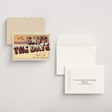 "A Retro Save the Date" - Save the Dates in Sunset by Ashley Bird - Assembled