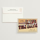 "A Retro Save the Date" - Save the Dates in Sunset by Ashley Bird - Save the Date with Envelope