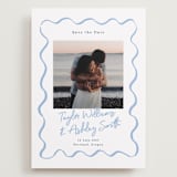 "handdrawn wavy frame" - Save the Dates in Dusty Blue by Cass Loh - Front