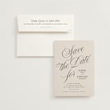 "Mirin" - Save the Dates in Linen by Kate Ahn - Save the Date with Envelope