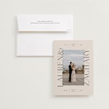 "Name Frame" - Save the Dates in Bone by Sandra Picco Design - Save the Date with Envelope