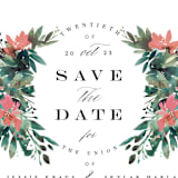 "Painted Laurel" - Save the Dates in Peach by Lori Wemple - Detail