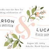 "Floral Ampersand" - Save the Dates in Rosebud by Jennifer Wick - Detail