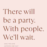 "There Will Be a Party" - Save the Dates in Terracotta by Amy Payne - Detail