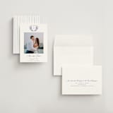 "watercolor flowers crest" - Save the Dates in Dusty Blue by Cass Loh - Assembled