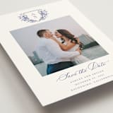 "watercolor flowers crest" - Save the Dates in Dusty Blue by Cass Loh - Detail
