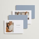 "Modern Air" - Save the Dates in Dusty Blue by Stacey Meacham - Back of Card Options