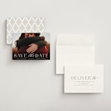 "Classic Serif" - Save the Dates in Dove by Hooray Creative - Assembled