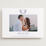 "watercolor flowers crest" - Save the Dates in Dusty Blue by Cass Loh - Front