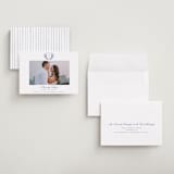 "watercolor flowers crest" - Save the Dates in Dusty Blue by Cass Loh - Assembled