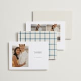 "Gingham Border" - Save the Dates in Indigo by Hannah Bowman - Back of Card Options