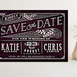 "Slated Forever" - Save the Dates in Plum by GeekInk Design - Front