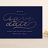"Modern Metal" - Save the Dates in Navy by Alaina Cherup - Front