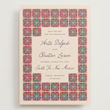 "Block Print Tile" - Save the Dates in Terracotta by Katharine Watson - Front