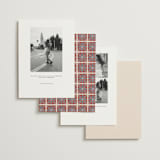 "Block Print Tile" - Save the Dates in Terracotta by Katharine Watson - Back of Card Options