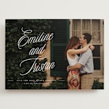 "Sentimental Script" - Save the Dates in Cotton by Susan Zinader - Front