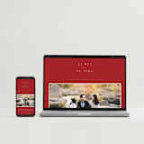 "two toned" - Save the Dates in Poppy by Deborah Chou - FREE Wedding Website