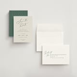 "Beautifully Scripted" - Save the Dates in Evergreen by Hooray Creative - Assembled