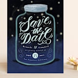 "Firefly Mason Jar" - Save the Dates in Midnight by Shannon Chen of Four Wet Feet Studio - Front