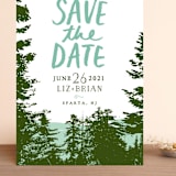 "Mountain View" - Save the Dates in Pine Green by Ariel Rutland - Front