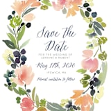 "Watercolor Wreath" - Save the Dates in Grapefruit by Yao Cheng Design - Detail