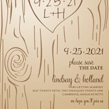 "Fall Carving" - Save the Dates in Woodgrain by Amanda Joy - Detail