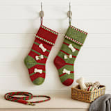 "Dog Bone Stocking - Green" - Stockings in green by Melange Collection