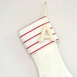 "Personalized Christmas Stocking, Velvet Red & White Stripes" - Stockings in red by TwentyEight12