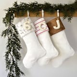 "Personalized Christmas Stocking, Velvet Red & White Stripes" - Stockings in red by TwentyEight12