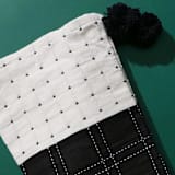 "Embroidered Monochromatic Holiday Stocking - Charcoal" - Stockings in black by Anchal