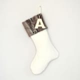"Personalized Christmas Stocking, Velvet Brown Faux Fur" - Stockings in brown by TwentyEight12
