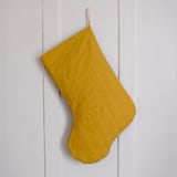 "Green Quilted Stocking with Multi-Color Appliqué Details No.1" - Stockings in green by Quiet Goods