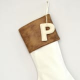 "Personalized Christmas Stocking, Velvet Tan Leather" - Stockings in brown by TwentyEight12