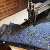 "Constellation Stocking with Chainstitching" - Stockings in blue by Haptic Lab