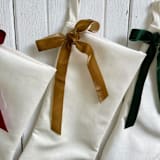 "White Velvet Christmas Stocking with Velvet Bow" - Stockings in white by Kirstie Lafikes