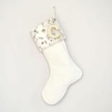 "Personalized Christmas Stocking, Velvet Neutral Faux Fur" - Stockings in white by TwentyEight12